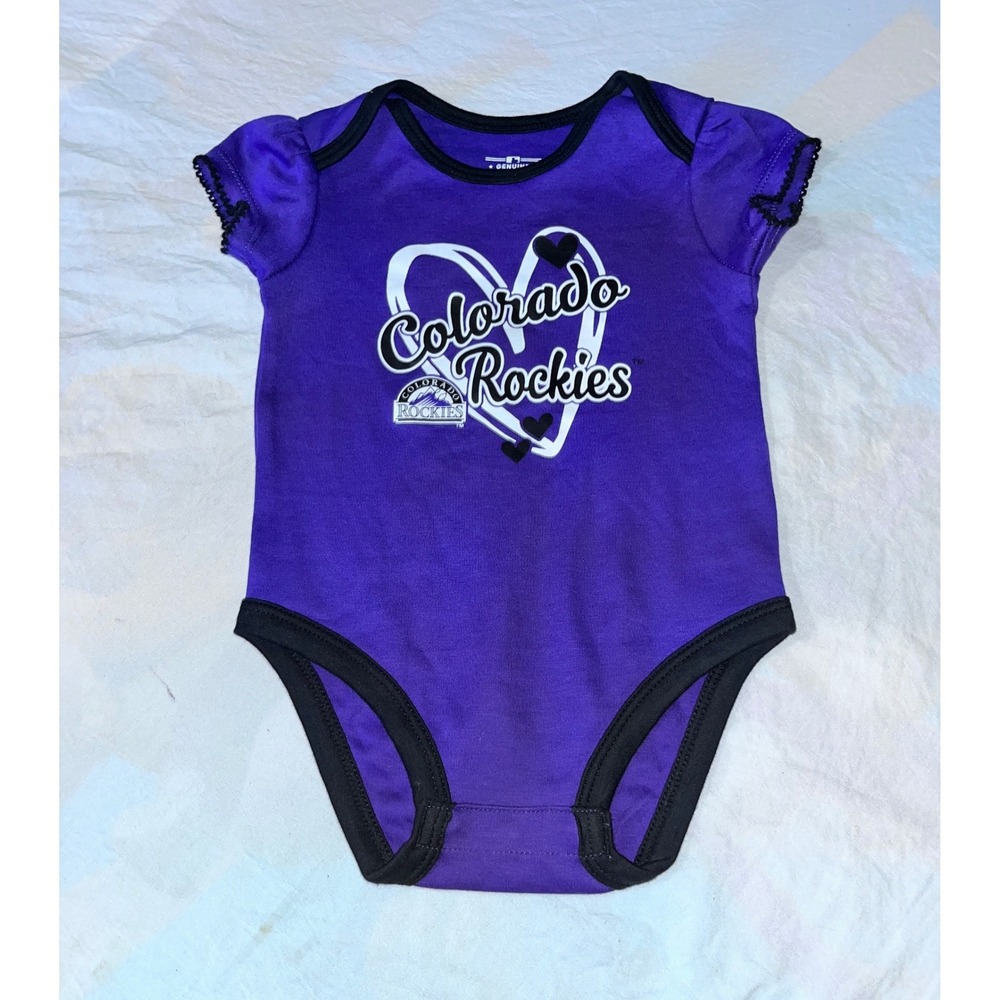 MLB Colorado Rockies Baby‎ Girl Bodysuit Purple Heart Graphic Onesie 12M